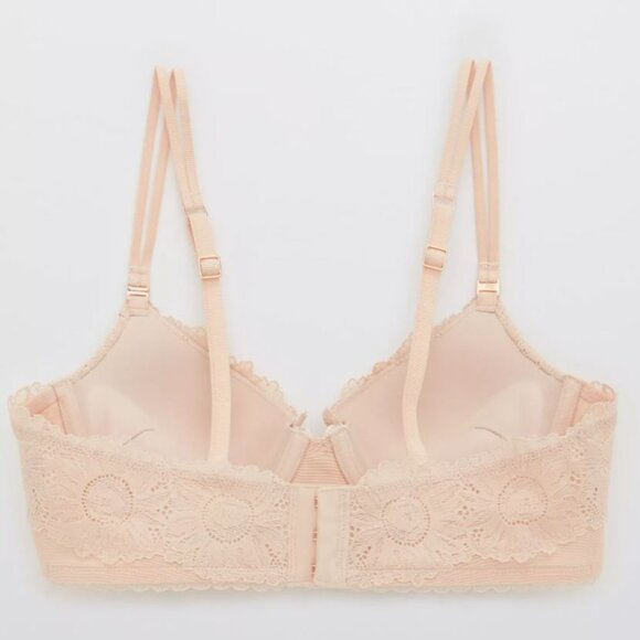 Aerie Pink Real Power Plunge Push Up Sunflower Lace Bra Size 36C - Picture 5 of 6